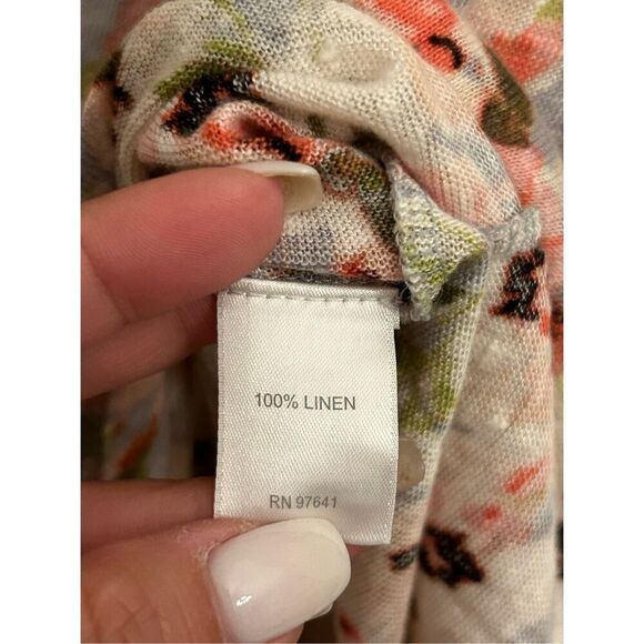 J.Jill is 100% linen floral top oversized XS - Picture 7 of 7